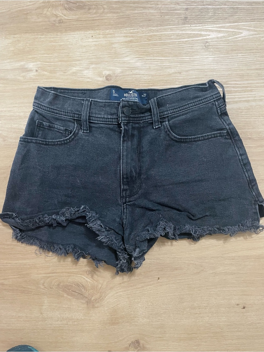 Hollister Black Frayed Hem High-Rise Denim Shorts